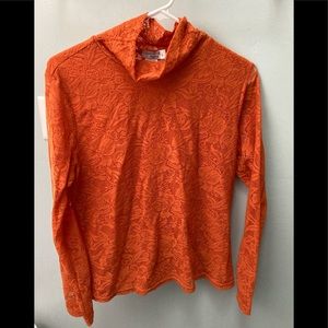 Orange lacy mock turtleneck